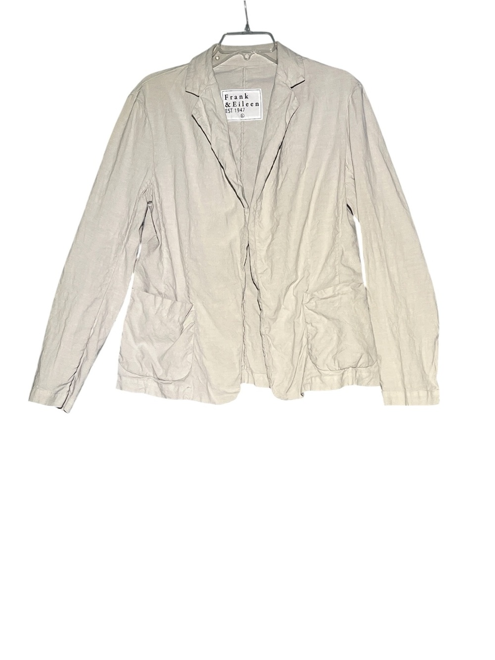 FRANK & EILEEN Dublin Blazer Open Front Jacket Linen Cotton Flax Cream Size L - Picture 13 of 13